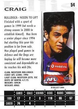 2000 Select AFL Millennium #54 Craig Ellis Back